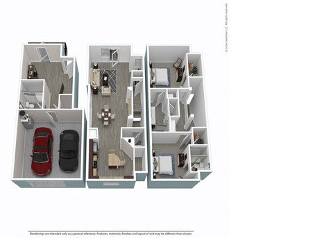 Floor plan for 2 beds, 2 baths, 1757 sqft